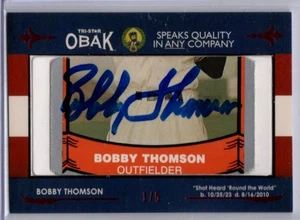 2011 Tri-Star Obak Cut Signatures Blue Bobby Thompson AUTO giants 1/5 - Picture 1 of 1