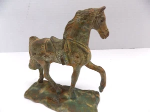 VTG CAST IRON HORSE SCULPTURE STATUE FIGURINE on Base 5x5 Solid Heavy - Picture 1 of 7