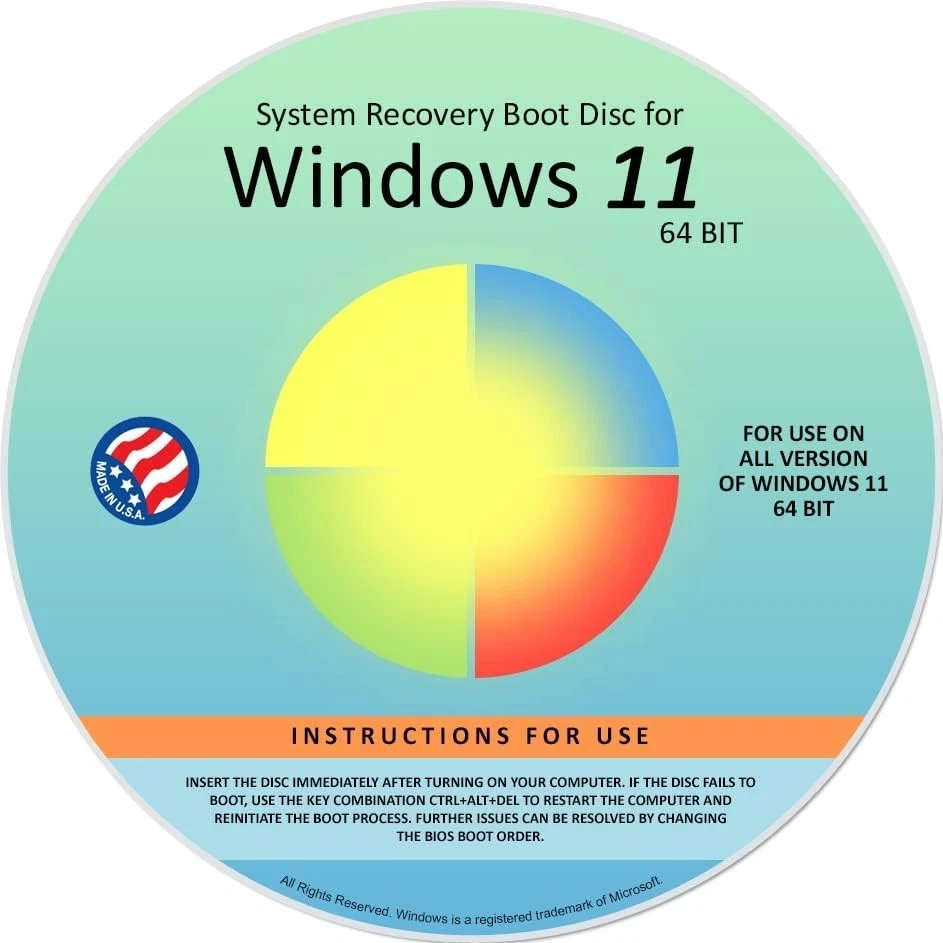 Windows 11 Reinstall Repair Recovery DVD 64 Bit Restore Boot Disc | Free Shippin - Image 1 of 1