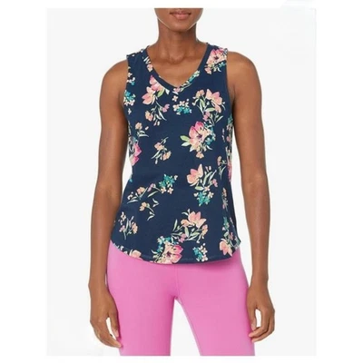 Camiseta sin mangas Andrew Marc Sport para mujer estampada floral con cuello en V de algodón Foto 1 de 4