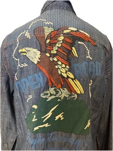 NWT Double D Ranch Rodeo Blouse Work shirt Open Road Eagle Embroidered M Western - Imagen 1 de 12