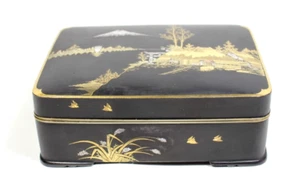 FINE ANTIQUE JAPANESE MEIJI PERIOD KOMAI STYLE DAMASCENE BOX BY ABE SHOTEN - Picture 1 of 16