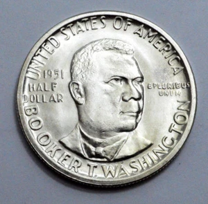1951 MS UNC Booker T.Washington Commemorative Silver Half Dollar Key Date Coin ! - Picture 1 of 5