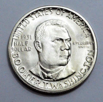 1951 MS UNC Booker T.Washington Commemorative Silver Half Dollar Key Date Coin ! - Image 1 of 4