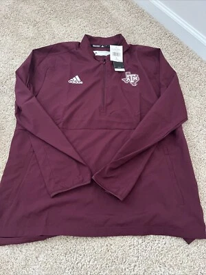 Size Large-Adidas Texas A&M LS 1/4 Zip Wove Pullover Windbreaker Jacket - Image 1 of 4