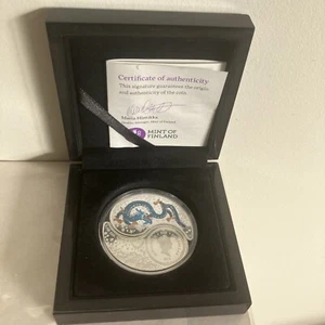 2012 Fidschi Silber PP 1 $ Münze Jahr des Drachen Yin & Yang mit Box/COA. - Bild 1 von 4