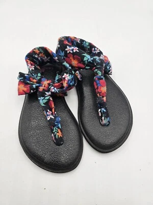 Sandalias de yoga Sanuk para niñas pequeñas talla 9-10 tela floral correas traseras Foto 1 de 4