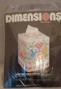 Dimensions Cross Stitch Kit Hearts And Flowers Tissue Box Plastic Point. New - Picture 1 of 6