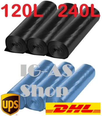 60L 120L 200L 240L Müllsäcke auch mit Zugband Blau Schwarz Abfallbeutel Mülltüte - Bild 1 von 2