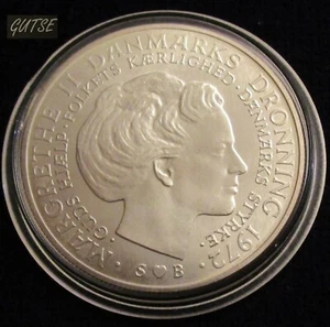 DINAMARCA, MARGRETHE II, 10 CORONAS 1972, PLATA, SIN CIRCULAR. - Imagen 1 de 2