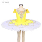 Shinny Yellow Spandex Bodice PreProfessional Ballet Dance Tutu Costume Dancewear