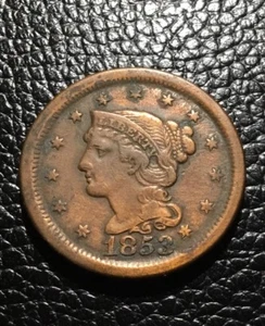 1853 Braided Hair Large Cent - VF+ - INV#6515 - Imagen 1 de 2