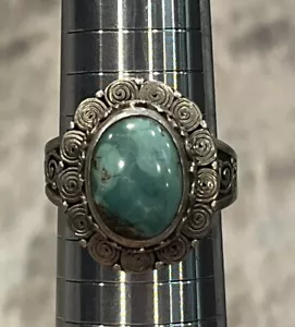 Vintage Sterling Silver Turquoise Adjustable Ring Size 9.5 - Picture 1 of 9