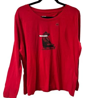 Columbia Shirt Mens Sz XXL Red Sledding Bear Winter Long Sleeve Tee casual New - Image 1 of 4