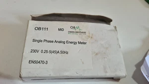 OWEN BROTHERS OB111 CONTATORE DI ENERGIA ANALOGICO MONOFASE 230V 0,25-5(45)A - Foto 1 di 4