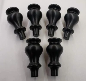 Black Turned Bun Tulip Wood Sofa Couch Chair Furniture Leg Feet, 7-1/16", 6 Legs - Picture 1 of 7