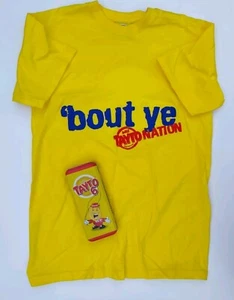 Tayto yellow cotton t-shirt ‘bout ye Size S Pencil tin pencil case crisps NI - Picture 1 of 17