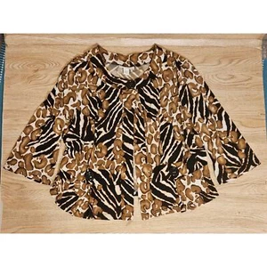 Dressbarn Animal Print Cardigan Top Open Front Womens Plus Size 18W - Picture 1 of 9