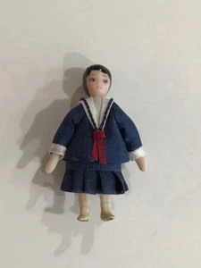 Dollhouse Miniature Sailor Girl Jointed Porcelain Doll Toy 1:12” scale - Picture 1 of 3