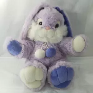 19" Vintage Lemonwood Asia Purple White Bunny Rabbit Stuffed Animal Plush Toy - Picture 1 of 12