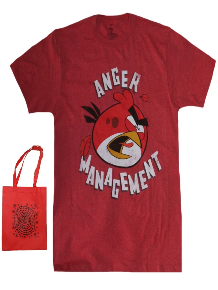 Camiseta y bolso reutilizable Angry Birds Anger Management para hombre nueva con etiquetas Foto 1 de 1
