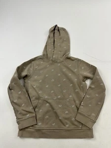 Nike Hoodie Sweatshirt Youth Kids Medium Beige Pullover All Over Logo Print - Picture 1 of 6