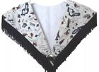 Vintage Western cloth with USA map pattern fringed shawl with concho &amp; tie