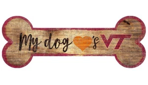 Virginia Tech Hokies Sign Wood 6x12 Dog Bone Shape - Picture 1 of 1