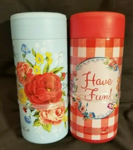 Pioneer Woman 12oz Stainless Steel Slim Can Koozies - Lot of 2 - Picture 1 of 7