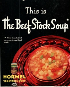 PRINT AD 1937 Hormel Vegetable Soup Beef Stock 6.75 x 10 - Picture 1 of 2