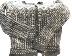 Kenar Lambswool & Nylon Sparkly Gray & White Cardigan Medium New S8061 - Picture 1 of 10