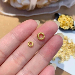 20pcs Pure 999 24K Yellow Gold Lucky Circle Beads Pendant DIY Accessories S/L - Picture 1 of 12