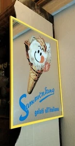 Grande Quadro A Specchio Vintage Da Collezione Pubblicitario Gelati Sammontana - Foto 1 di 12