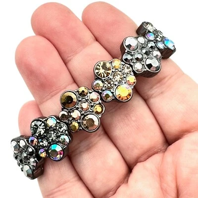 Kirks Folly 女式手链多色水晶深银色弹力 — 第 1/3 张图片