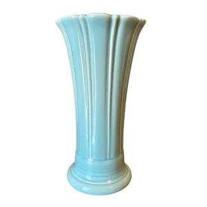 Florero Fiesta Ware acampanado 9 5/8” azul cielo Homer Laughlin EE. UU. Art Deco - Imagen 1 de 11