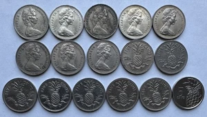 16 PIECE BAHAMAS 5 CENTS COIN LOT 1966-2015 SOME UNCIRCULATED - Picture 1 of 2