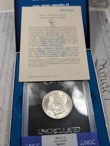 1883-CC Morgan Dollar GSA NGC MS65+ Plus w/ Box and CofA Cool Carson City! #EAH6 - Picture 1 of 3