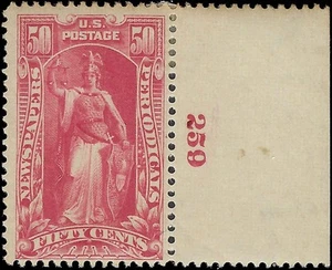 VEGAS - 1895 50c Newspaper Stamp with Plate Number! - Sc# PR119 - MH, OG - Picture 1 of 2