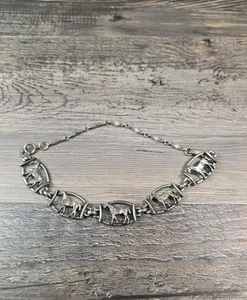 Equestrian Horse Animal Silver Tone Statement Panel Link Bracelet - Picture 1 of 3
