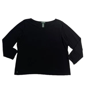 Lauren Ralph Lauren Shirt Top Womens 3X Black Long Sleeve T-Shirt Knit Pullover - Picture 1 of 11