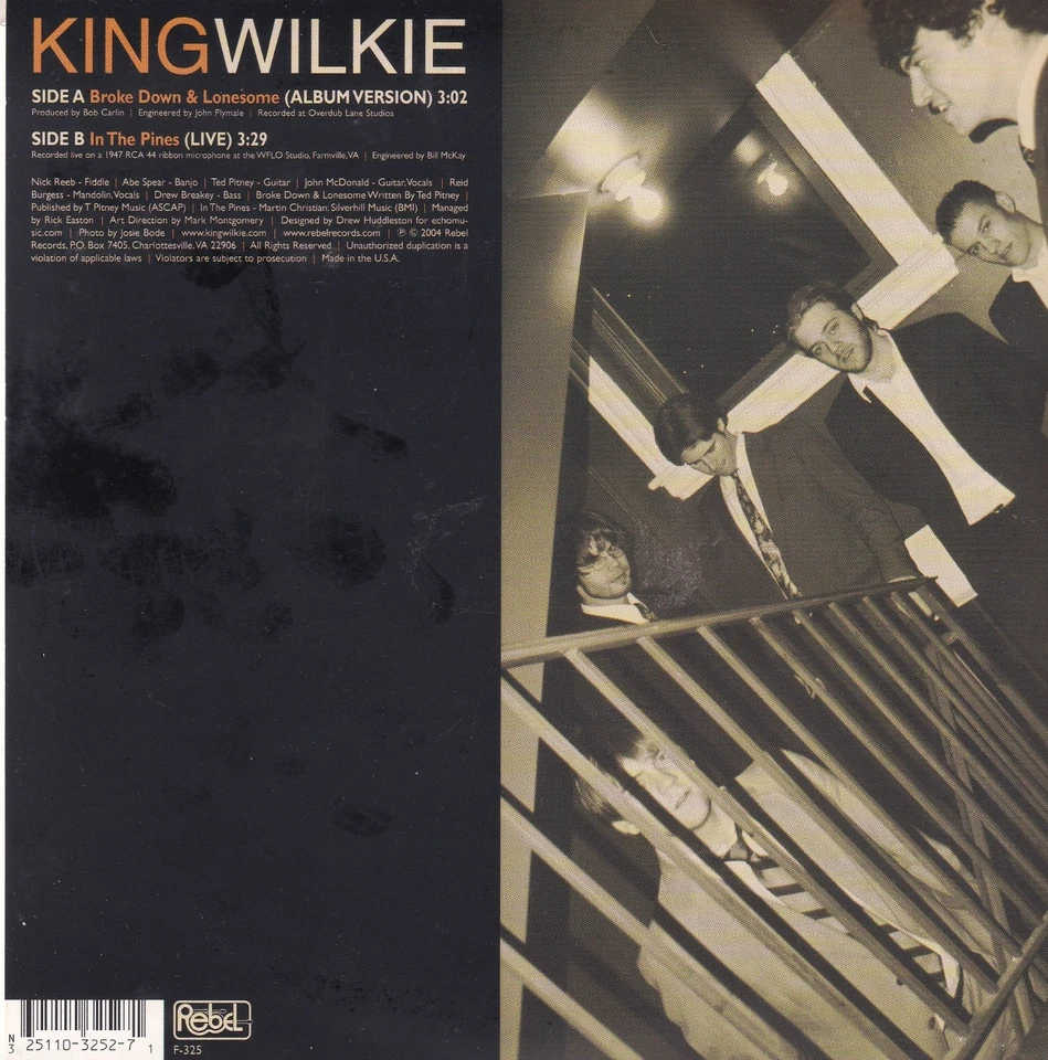 King Wilkie "Broke Down & Lonesome/In The Pines" Rebel Rec ords 45 Foto 1 de 1