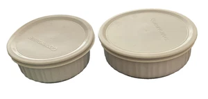 2 Corning Ware blanco francés 16 OZ. & 24 OZ. Cazuela para hornear platos con tapas - Imagen 1 de 7