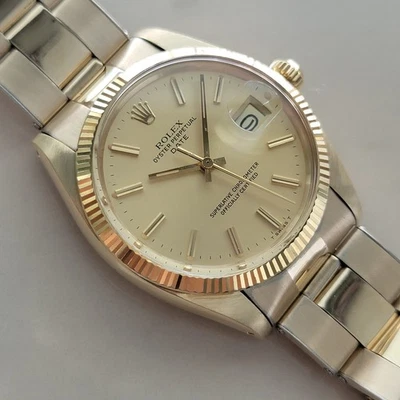 Мужские автоматические часы Rolex Oyster Perpetual Date 1503 34 мм чистое золото 14 карат 1970-е RA680 - Изображение 1 из 4