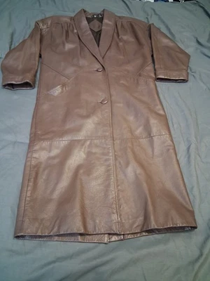 Vtg Jacqueline Ferrari Leather Trench Coat  Women's Size PXS Soft Brown Leather - Image 1 of 4
