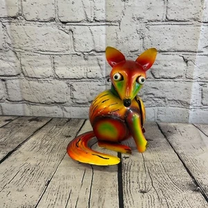 18cm x 14cm Orange Colour Fox Cartoon Ornament Painted Statue Candle Holder - Picture 1 of 10