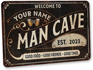 Chico Creek Signs Custom Man Cave Sign - Personalized Metal Wall Art & Home Deco - Picture 1 of 32