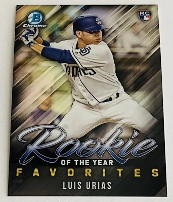 2019 Bowman Chrome Rookie of the Year Favorites Padres Card #ROYF4 Luis Urias RC - Image 1 of 2