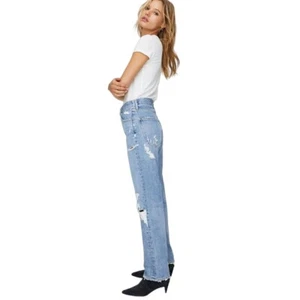 AGOLDE Vintage-Look High-Waisted Light Blue Distressed Straight-Leg Denim Jeans - Bild 1 von 13