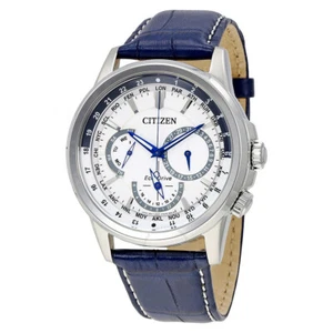 NEW CITIZEN ECO DRIVE MAN'S CALENDRIER WORLD TIME WHITE DIAL WATCH BU2020-02A - Picture 1 of 4