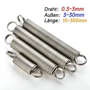 Zugfeder mit Öse, Feder, Edelstahl A2, Draht 0,3/0.5/0.6-3,0 mm, Länge 10-300 mm - Bild 1 von 6